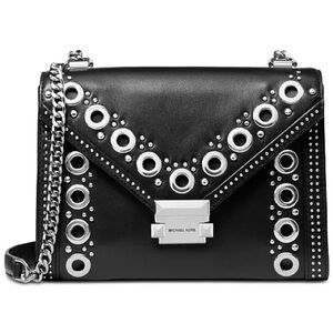 MICHAEL Michael Kors
Whitney Grommet Leather Shoulder Bag, black